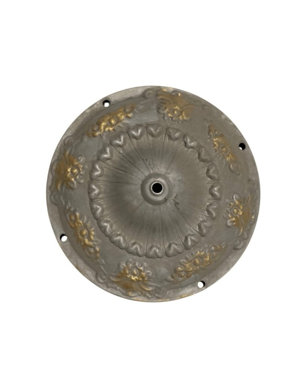 ANTIQUE Brass Art Nouveau Ceiling Hanging Light Tin 12” Base 1930